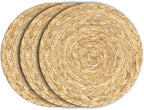 Boho Trivets for Hot Dishes, Pots and Pans, Farmhouse Water Hyacinth Hot Pads 8 Inch, Straw Pot Holders for Kitchen, Rustic Braided Heat Resistant Mat, Jute Coasters Set Wicker Decor (Natural 3 Pcs)