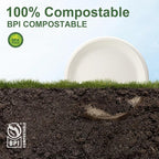 WELLIFE 10 Inch Paper Plates, 125-Pack 100% Compostable Heavy Duty Disposable Plates Bulk, Biodegradable Bagasse, Eco-Friendly, PFAS-Free | BPI Certified | Microwaveable