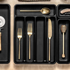 madesmart Classic Mini Silverware Tray Soft Grip, Non-Slip Kitchen Drawer, Multi-Purpose Home Organization, BPA Free, 5 Compartments, Carbon