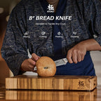 KYOKU Serrated Bread Knife - 8" - Shogun Series - Japanese VG10 Steel Core Damascus Blade - with Sheath & Case