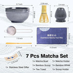 Matcha Whisk Set – Ceramic Matcha Bowl with Spout, Bamboo Whisk, Scoop, Ceramic Holders, Stainless Sifter, Towel,Perfect Matcha Starter Kit for Tea Ceremony, Japanese Tea Making Tools (Brown)