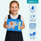 Personalized Bento Box for Kids with Safari Icon and Name - Royal Blue - 5 Compartments Drop-Proof Bento Box, Dishwasher Safe, Made with BPA-Free Materials, Bento Lunch Box for Kids and Toddlers