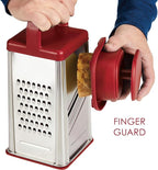 Rachael Ray Tools and Gadgets Stainless Steel Box Grater for Vegetables, Chocolate, Hard Cheeses, and more, Red(9.43 x 8.84 x 8.06 inches)
