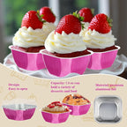 30PCS 7.8OZ Mini Aluminum Pans with Lids, Disposable, Magenta, Perfect for Birthday, Wedding Occasions