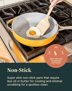 Caraway Deluxe Non-stick Ceramic Cookware Set (16 Piece) Pots, Frying Pans, Lids and Kitchen Storage - PFAS & PFOA Free - Oven Safe Pan Set & Compatible with All Stovetops - Marigold