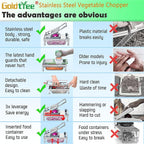 Vegetable Chopper, Veggie Chopper With 8 Blades, Onion Cutter with Container, Pro All-in-1 Food Dicer, Mandoline Slicer, Stainless steel materials Salad Grater