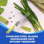 Jenaluca 5 Blade Herb Scissors - Cut & Chop Fresh Herbs & Leafy Greens - Salad Scissors - Stainless Steel Kitchen Shear Set with Cleaning Comb & Safety Cover - Kitchen Gadget - Green