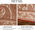 ISAENNE Designer French Red Tablecloth Rectangular,Fall Linen Table Cloth with Cashew Pattern,Stain Proof Decor Tablecloths for Dining Thanksgiving Kitchen Christmas,55"*79"-Chauffrey D