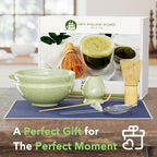 Matcha Whisk Set, Perfect Matcha Kit for Matcha Lovers Includes Ceramic Bowl, Bamboo Whisk, Holder, Scoop, Sifter & Cloth - 7 Pcs Matcha Kit