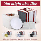 Cakebon Cake Boxes with Boards - 8 Inch Round Cake Drum Silver - Box With Window for Birthdays, Weddings and Parties (1pc Each, 2pcs Total)