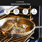 Misen 5-Ply Stainless Steel 8" Frying Pan - Professional Cookware for Induction, Gas and Electric - Dishwasher Safe, Oven Safe to 800°F - Durable, Versatile, Even Heating