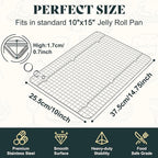 Cooling Racks for Cooking and Baking - 10"x14.75" Oven Safe Premium Stainless Steel Heavy Duty Baking Rack Tight-Wire, Fits Jelly Roll Pan Rack for Roasting & Grilling & Cooking - Set of 2