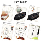 ThermoPro TP02S (2 Pack) Instant Read Meat Thermometer Digital Cooking Food Thermometer with Super Long Probe for Grill Kitchen Sourdough Liquids Oil Bread Baking Yogurt Candy Making Accessory