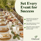 Chic Leaf Compostable & Biodegradable Palm Leaf Disposable Bamboo Plates - Disposable Party Plates for Appetizers - Camping Essentials - Reusable Party Supplies (10 & 7 Inch Square)