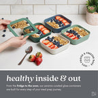 Ceramic Coated Glass Food Storage Container | No PTFE, PFOA, PFAS, and BPA | Reusable Non Toxic Meal Prep Container with Glass Lid | Easy To Store | 6 Piece Food Prep [Crema]