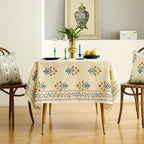 ISAENNE Designer French Pale Yellow Small Square Tablecloth,Linen Floral Table Cloth,Wrinkle Resistant Decor Tablecloths for Dining Thanksgiving Banquet Kitchen Party,55"*55"-Estevan A