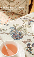 ISAENNE Designer French Light Beige Small Square Tablecloth,Linen Florals and Birds Pattern Table Cloth,Anti-Wrinkle Decorative Tablecloths for Dining Thanksgiving Kitchen,55"*55"-Cornucopia