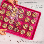 Great Jones Big Chill Wire Cooling Rack (Raspberry) – 16.9" × 11.4" Heavy-Weight Aluminized Steel,Nonstick Baking Rack – Oven Safe 450 °F, Bacon & Cookie Cooling Rack – Fits Half Sheet Pans