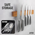 Zulay 11.75" Seamless Acacia Wood Magnetic Knife Holder - Wooden Magnetic Knife Strip for Organizing your Kitchen - Elegant & Multifunctional Magnet Holder for Wall with Easy Installation