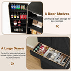 72" Tall Storage Cabinet, Kitchen Pantry Cabinet with Adjustable Shelves & Sturdy Steel Frame, Farmhouse Pantry Storage with 4 Barn Doors for Kitchen, Dining Room, and Living Room, Black