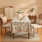 ISAENNE Designer Floral Table Cloth for Rectangle Table,French Linen Light Beige Indoor Tablecloth,Fall Wrinkle Resistant Decor Tablecloths for Dining Thanksgiving Kitchen,55"*79"-Flora A