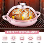 E-far Dutch Oven for Sourdough Bread Baking, 6 Qt Round Enameled Cast Iron Dutch Oven for Homemade Artisan Bread, Dome Lid & Shallow Base, Matte Black Interior & Durable, Oven-Safe to 500℉, Pink