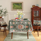 ISAENNE Designer Bohemian Linen Green Extra Long Rectangle Tablecloth,Floral Indoor Table Cloth,Stain Resistant Decor Tablecloths for Dining Thanksgiving Kitchen Party Christmas,67"*118"-Naples