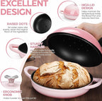 E-far Dutch Oven for Sourdough Bread Baking, 6 Qt Round Enameled Cast Iron Dutch Oven for Homemade Artisan Bread, Dome Lid & Shallow Base, Matte Black Interior & Durable, Oven-Safe to 500℉, Pink