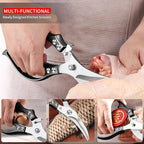 MAD SHARK Professional Heavy Duty Poultry Shears - Kitchen Shears for Spatchcocking Chicken and Meat Cutting, Multi-Purpose Kitchen Scissors for Food, Spring-loaded (Black)