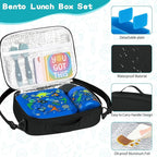 Bento Lunch Box for Kids with 12oz Soup Thermo Leak-Proof Lunch Food Container with 5 Compartment Thermo Hot Food Jar and Insulated Lunch Bag for Kid Toddler Girls Boys to School