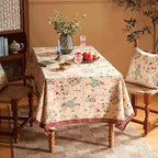 patdrea Designer Vintage Beige Tablecloth for Rectangle Table,Italian Linen Trees Pattern Anti-Wrinkle Table Cloth,Cover Cloth Decor for Kitchen Dining,Christmas,Thanksgiving,63"x87"-Tatiana a
