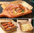 7.5 Inch Air Fryer Liner Disposable, 400Pcs Air Fryer Paper Liners, Oil-Proof & High-Temperature Resistant Parchment Baking Paper for Air Fryer, Microwave and Oven（Bottom Is 6.3 Inch）