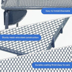 Neudeco Stackable Cabinet Shelf Organizer - 2 Pack Metal Mesh Stacking Shelves for Kitchen, Closet, Bathroom, Countertop and Cabinet -Gray