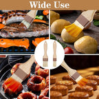2 Pcs Natural Bristle Pastry Brush, Beech Wooden Handle Basting and BBQ Brushes for Cooking, Butter, Oil, Marinade, Grilling & Baking, Kitchen Food Brush (1.5 inch & 2 inch)