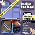 BEARFOOT Kids Lunch Box with Compartments – Compact & Lightweight | Leak-Proof, BPA-Free, Dishwasher & Microwave Safe | Hand-Drawn Design for Preschool, School, Travel (Unicorn Purple, 2.75 Cups)