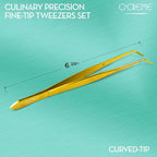 O'Creme Curved Tweezers 6.25 Inch Fine-Point Stainless Steel, Gold