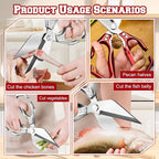 Multifunctional Heavy-Duty Kitchen Shears, Heavy Duty Kitchen Scissors for Food with Ergonomic Handle,Stainless Steel Culinary Shears for Chicken Meat Seafood Bone Cutting,Cooking Accessories (Red)