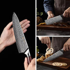 Wakoli Red Knife Block Set – 5-Piece Professional Damascus Kitchen Knife Set with Magnetic Block | 67-Layer Damascus Steel with VG10 Core | Ergonomic Rosewood Handles | Gift Box (Rose Elegance)
