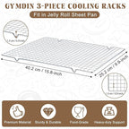 Cooling Racks for Cooking and Baking - 3PCS 16" x 10" Premium Stainless Steel Wire Cookie Cooling Rack for Baking, Roasting, and More - Oven & Dishwasher Safe - Fits Jelly Roll Pan