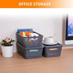 Plastic Storage Baskets With Lid, Storage Bins for Organizing, Stackable Decorative Containers for Shelves Drawers Desktop Closet Playroom Classroom Office,10 Pack-Grey