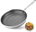 Frying Pans Nonstick, 11” Hybrid Stainless Steel Non Stick Frying Pans for Kitchen and Camping - Nonstick Cookware - Dishwasher and Oven Safe Skillet for Induction Gas Ceramic.