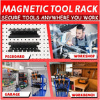 ULIBERMAGNET Magnetic Screwdriver Holder,Magnetic Wrench Holder,Heavy Duty Black Metal Tool Storage Organizer,Set of 2 Magnetic Mount Tool Holder for Garage,Workbench,Tool Cart,PegBoard