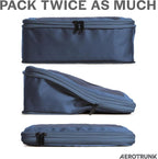 Aerotrunk Compression Packing Cubes for Travel - Luggage Organizer Bags - Double Zipper Packing Cubes for Suitcases (2-Pack, Dark Blue)