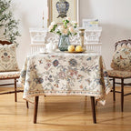ISAENNE Designer French Light Beige Square Tablecloth,Linen Florals and Birds Pattern Table Cloth,Anti-Wrinkle Decorative Tablecloths for Dining Thanksgiving Kitchen Party,67"*67"-Cornucopia