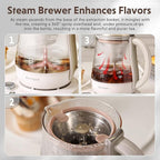 BUYDEEM K156 Tea Maker, Electric Kettle for Coffee and Tea Brewer, 6 Brew Strength Selection for Extracting, 4 Temperature Settings, Boil Dry Protection, 2 Hours Auto Keep Warm, Oat White, 1.5L/1.6QT