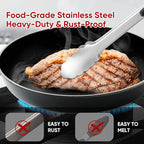 Stainless Steel Tongs Set, Food Grade Stainless Steel Kitchen Tongs, Heat Resistant 600 Degrees, for Cooking, BBQ Barbecue, Grilling, Buffet, Serving (7"+9"+12")