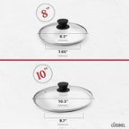 Cast Iron Skillet Set - 8" + 10"-Inch Frying Pans + Glass Lids + Silicone Handle Holder Grip Covers - Pre-Seasoned Oven Safe Cookware - Indoor/Outdoor Use - Grill, BBQ, Fire, Stovetop, Induction Safe