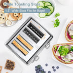 Toaster 4 Slice, KitchMix Bagel Stainless Toaster with LCD Timer, Extra Wide Slots, Dual Screen, Removal Crumb Tray (Stinless steel)