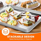 CEKEE Baking Sheet Set of 12, Stainless Steel 16 Inche Cookie Sheets for Baking, Baking Sheet Pan Toaster Oven Tray, Jelly Roll Pan, Warp Resistant & Heavy Duty, Size 16 x 12 x 1 Inches