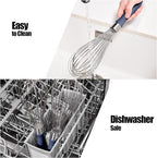 18/8 Stainless Steel Balloon Whisk, Doosu Kitchen Whisk for Cooking Handheld Egg Beater with Rust-Proof Sturdy Wires & Non-Slip Silicone Handle for Beating, Stirring, Blending (12 Wires, Navy Blue)